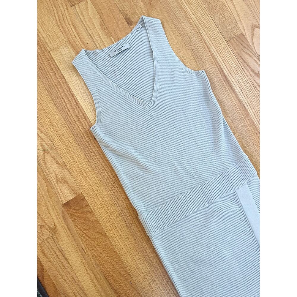 ALLSAINTS Rassa Ribbed drop waist sweater  Dress V-neck, sleeveless, small midi - Picture 8 of 13